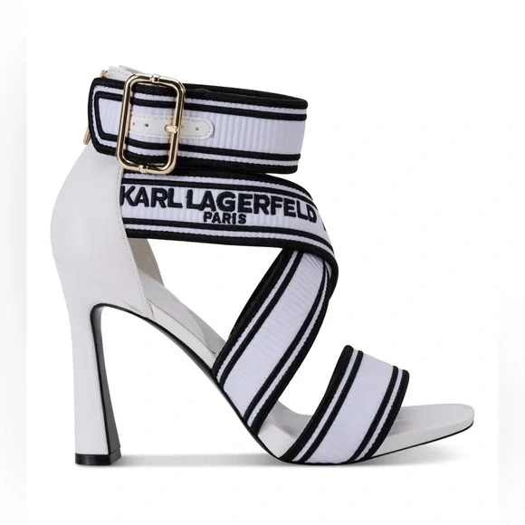 KARL LAGERFELD PARIS Women's Careliz Strappy Sandals- Size 7.5- Bright White - Picture 2 of 12
